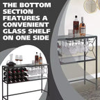 Kings Brand Furniture - Console/Table de canapé avec casier à vin, meuble bar à vin avec étagère à vin et porte-verres, bronze/verre