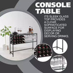 Kings Brand Furniture - Console/Table de canapé avec casier à vin, meuble bar à vin avec étagère à vin et porte-verres, bronze/verre