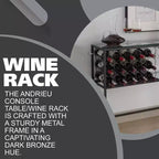Kings Brand Furniture - Console/Table de canapé avec casier à vin, meuble bar à vin avec étagère à vin et porte-verres, bronze/verre