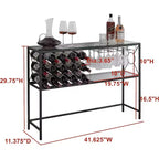 Kings Brand Furniture - Console/Table de canapé avec casier à vin, meuble bar à vin avec étagère à vin et porte-verres, bronze/verre