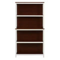 LuxenHome 4-Shelf 59.5 H x 31.38 W Cherry and White Manufactured Wood Bookcase Brown