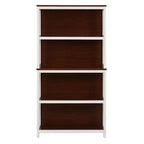 LuxenHome 4-Shelf 59.5 H x 31.38 W Cherry and White Manufactured Wood Bookcase Brown