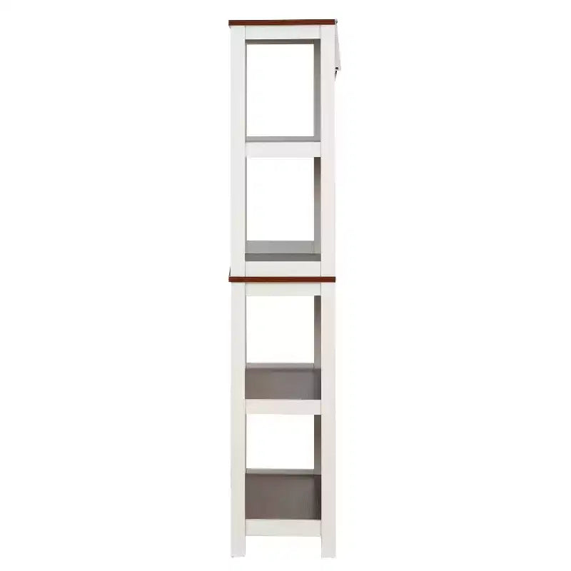 LuxenHome Étagère à 4 niveaux 151,1 cm H x 79,7 cm l, en bois manufacturé couleur cerisier et blanc, marron