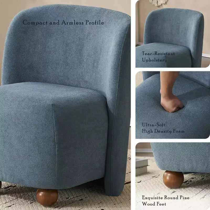 GDFStudio Samuel, fauteuil d'appoint moderne sans accoudoirs, dossier bas, blanc