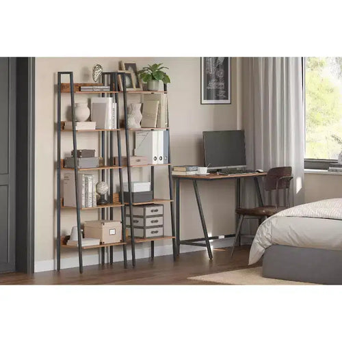 5-Tier Narrow Bookcase, Industrial Bookshelf for Garden Livingroom