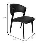 Chaise de salle à manger LeisureMod Aspen Series en cuir avec cadre et pieds en fer noir, pour cuisine moderne, salle à manger, ou café