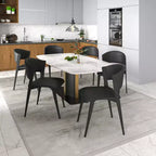 Chaise de salle à manger LeisureMod Aspen Series en cuir avec cadre et pieds en fer noir, pour cuisine moderne, salle à manger, ou café