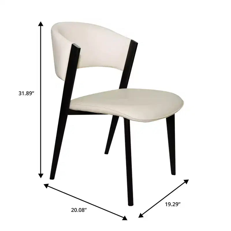 Chaise de salle à manger LeisureMod Aspen Series en cuir avec cadre et pieds en fer noir, pour cuisine moderne, salle à manger, ou café