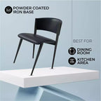 Chaise de salle à manger LeisureMod Aspen Series en cuir avec cadre et pieds en fer noir, pour cuisine moderne, salle à manger, ou café