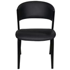 Chaise de salle à manger LeisureMod Aspen Series en cuir avec cadre et pieds en fer noir, pour cuisine moderne, salle à manger, ou café