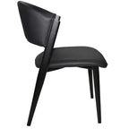 Chaise de salle à manger LeisureMod Aspen Series en cuir avec cadre et pieds en fer noir, pour cuisine moderne, salle à manger, ou café
