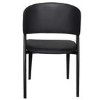 Chaise de salle à manger LeisureMod Aspen Series en cuir avec cadre et pieds en fer noir, pour cuisine moderne, salle à manger, ou café