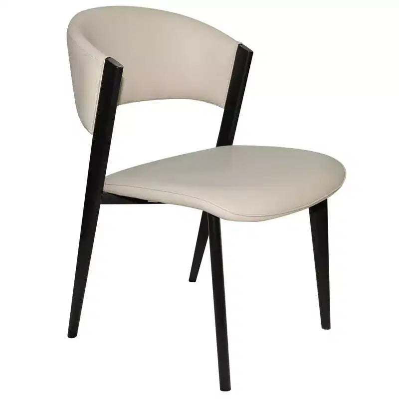 Chaise de salle à manger LeisureMod Aspen Series en cuir avec cadre et pieds en fer noir, pour cuisine moderne, salle à manger, ou café