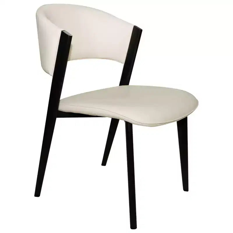 Chaise de salle à manger LeisureMod Aspen Series en cuir avec cadre et pieds en fer noir, pour cuisine moderne, salle à manger, ou café