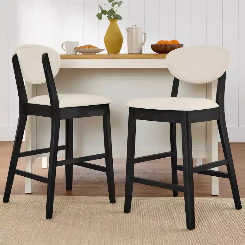 Lot de 2 tabourets de bar mi-hauts en bois et tissu, style moderne du milieu du siècle, de la marque Best Choice Products