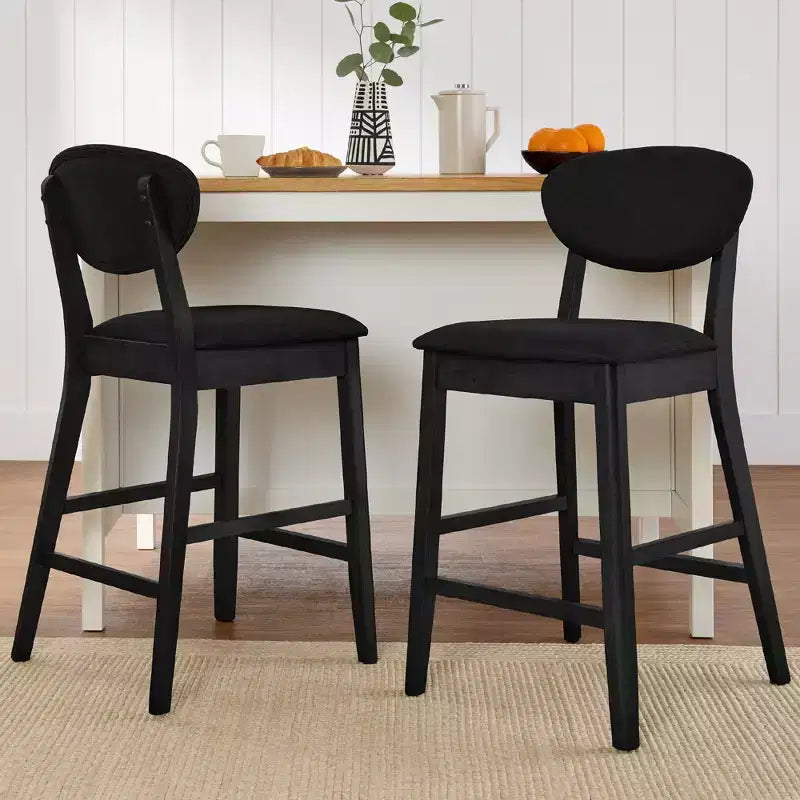 Lot de 2 tabourets de bar mi-hauts en bois et tissu, style moderne du milieu du siècle, de la marque Best Choice Products