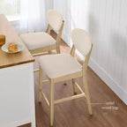 Lot de 2 tabourets de bar mi-hauts en bois et tissu, style moderne du milieu du siècle, de la marque Best Choice Products