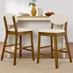 Lot de 2 tabourets de bar mi-hauts en bois et tissu, style moderne du milieu du siècle, de la marque Best Choice Products