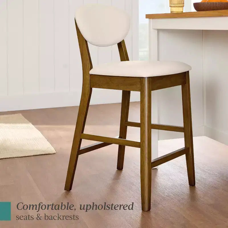 Lot de 2 tabourets de bar mi-hauts en bois et tissu, style moderne du milieu du siècle, de la marque Best Choice Products