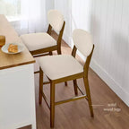 Lot de 2 tabourets de bar mi-hauts en bois et tissu, style moderne du milieu du siècle, de la marque Best Choice Products