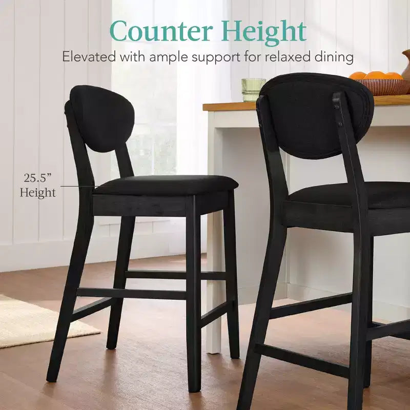 Lot de 2 tabourets de bar mi-hauts en bois et tissu, style moderne du milieu du siècle, de la marque Best Choice Products