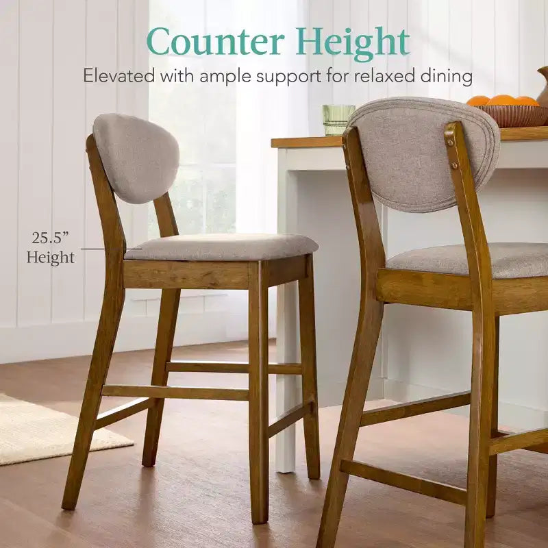 Lot de 2 tabourets de bar mi-hauts en bois et tissu, style moderne du milieu du siècle, de la marque Best Choice Products