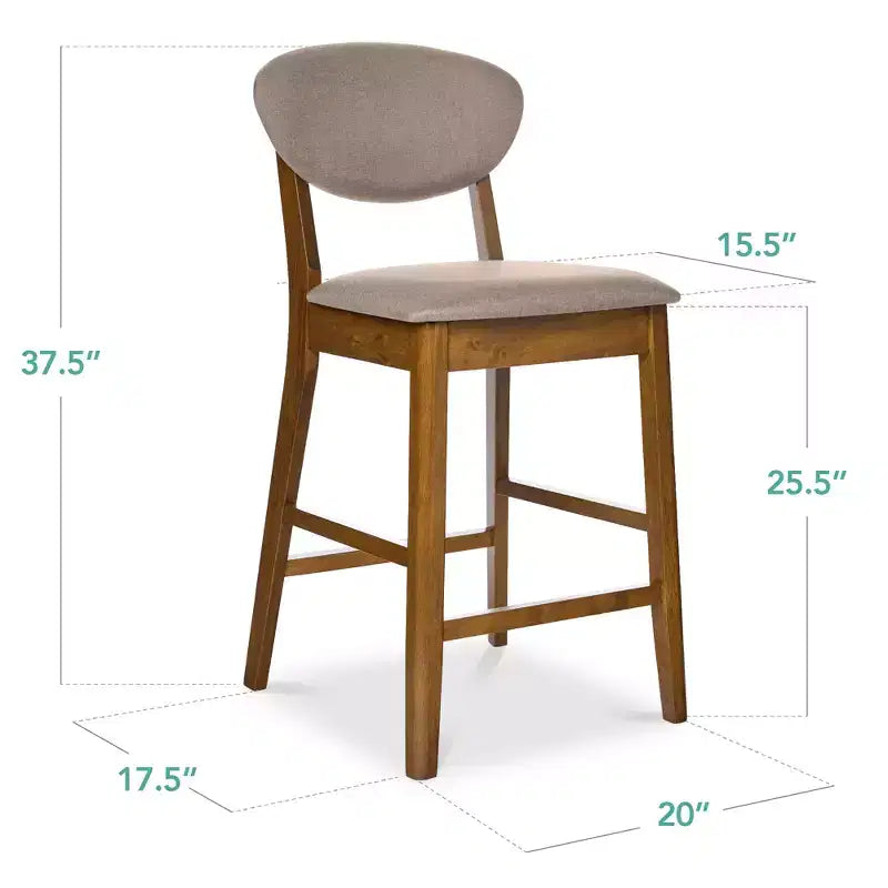 Lot de 2 tabourets de bar mi-hauts en bois et tissu, style moderne du milieu du siècle, de la marque Best Choice Products