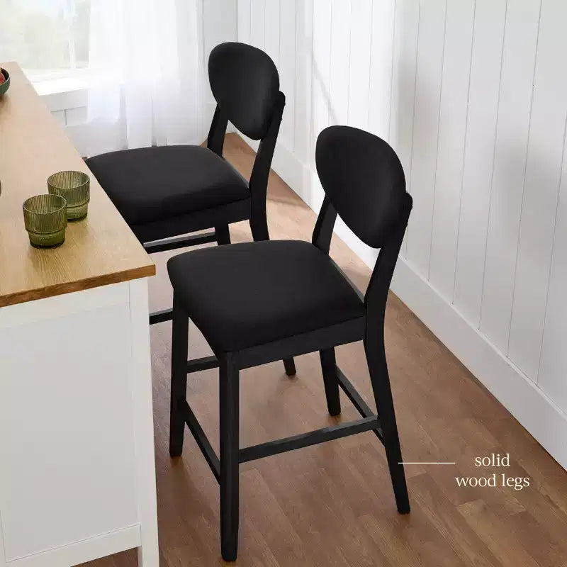 Lot de 2 tabourets de bar mi-hauts en bois et tissu, style moderne du milieu du siècle, de la marque Best Choice Products