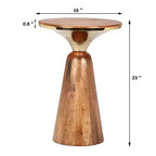 Table d'appoint ronde Christopher Knight Home Vera en bois de manguier et métal, doré/noyer