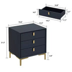 Hitow Table de Chevet 3 Tiroirs avec Base en Métal