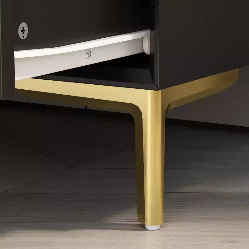 Hitow Table de Chevet 3 Tiroirs avec Base en Métal