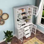 Meuble de cuisine en bois Hitow avec 3 tiroirs, 13 étagères et supports pour tasses et bouteilles