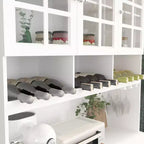 Meuble de cuisine en bois Hitow avec 3 tiroirs, 13 étagères et supports pour tasses et bouteilles