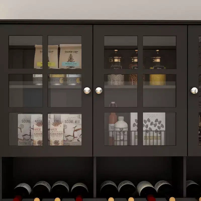 Meuble de cuisine en bois Hitow avec 3 tiroirs, 13 étagères et supports pour tasses et bouteilles