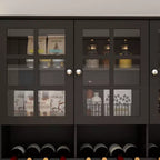 Meuble de cuisine en bois Hitow avec 3 tiroirs, 13 étagères et supports pour tasses et bouteilles