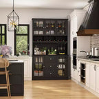 Meuble de cuisine en bois Hitow avec 3 tiroirs, 13 étagères et supports pour tasses et bouteilles