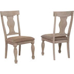 Kings Brand Almon 2 Tone Brown Wood Upholstered Dinette Dining Room Chairs, Set of 2