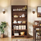 Lantine Bibliothèque à 6 niveaux, étagère vintage de 180 cm de haut, support de rangement autoportant à 5 étagères pour bureau à domicile, salon, chambre à coucher