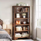 Lantine Bibliothèque à 6 niveaux, étagère vintage de 180 cm de haut, support de rangement autoportant à 5 étagères pour bureau à domicile, salon, chambre à coucher
