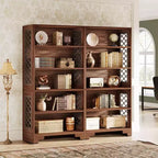 Lantine Bibliothèque à 6 niveaux, étagère vintage de 180 cm de haut, support de rangement autoportant à 5 étagères pour bureau à domicile, salon, chambre à coucher