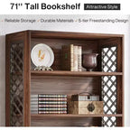 Lantine Bibliothèque à 6 niveaux, étagère vintage de 180 cm de haut, support de rangement autoportant à 5 étagères pour bureau à domicile, salon, chambre à coucher