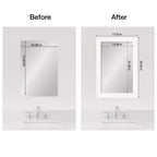 Kit de cadre de miroir de salle de bain Amanti Art Mirror Makeover - Cadre autocollant entièrement assemblé - Miroir NON inclus - Bordure étroite blanc armoire