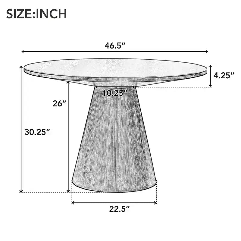 Table à manger Whisen avec pied conique tronqué en bois de style rétro