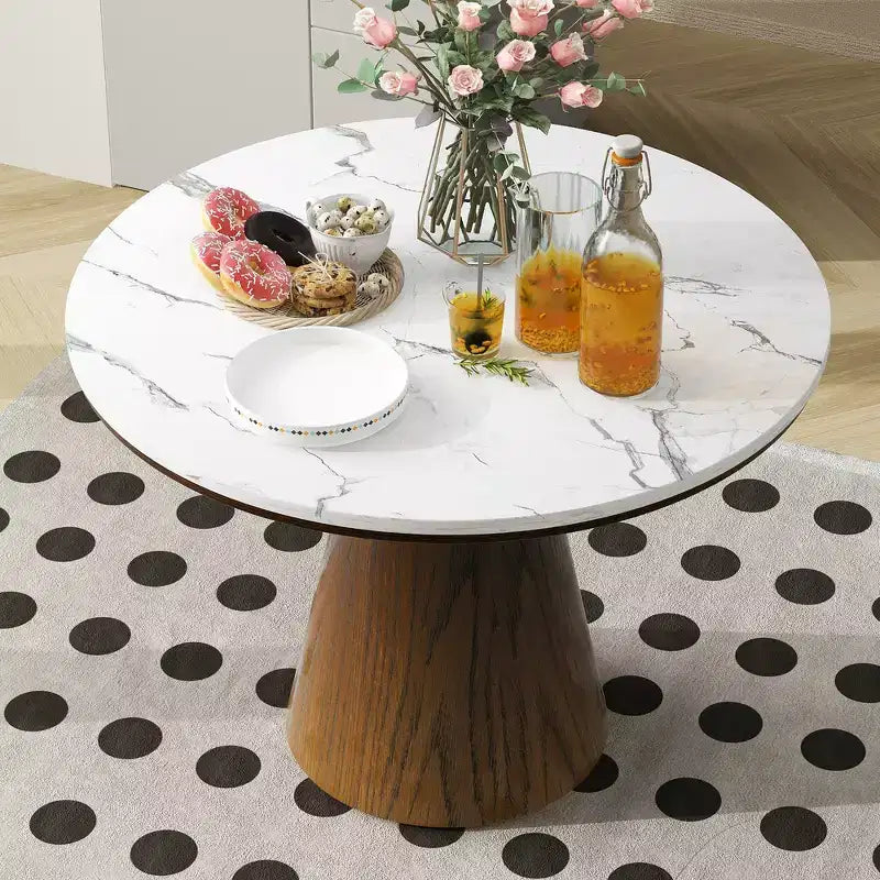 Table à manger Whisen avec pied conique tronqué en bois de style rétro