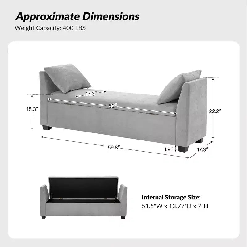 Banc de rangement Amelia avec pieds robustes en plastique|ART OF LIVING DESIGNS