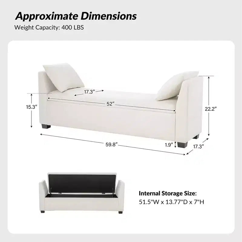 Banc de rangement Amelia avec pieds robustes en plastique|ART OF LIVING DESIGNS