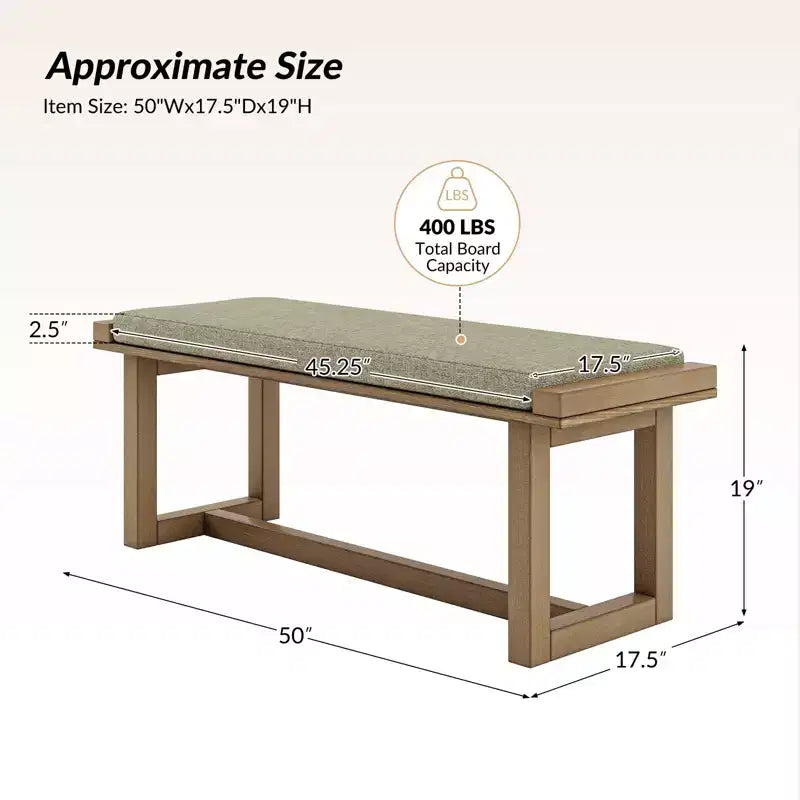 Banc de salle à manger Emilia avec cadre en bois massif | ART OF LIVING DESIGNS-NATUREL
