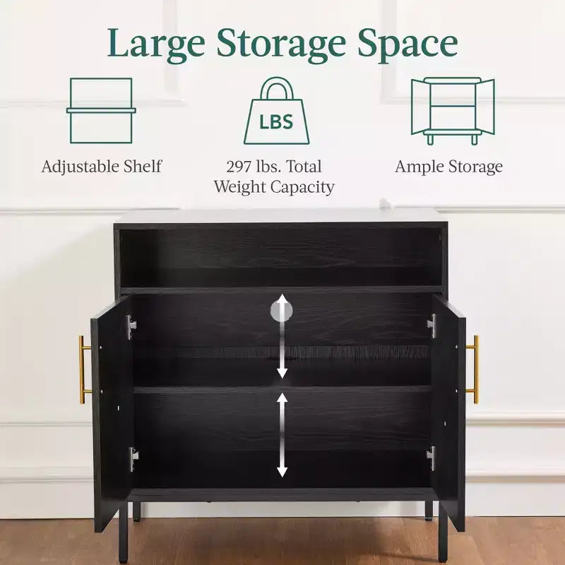 Meuble de rangement en rotin arqué à 2 portes Best Choice Products, buffet, avec découpe pour cordon, étagère de rangement réglable