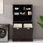 Meuble de salle de bain avec panier à linge, Meuble de rangement avec bac à linge inclinable, Meuble de rangement autoportant pour la cuisine, la salle de bain et le salon