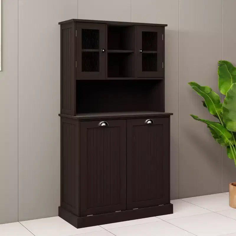 Meuble de salle de bain avec panier à linge, Meuble de rangement avec bac à linge inclinable, Meuble de rangement autoportant pour la cuisine, la salle de bain et le salon